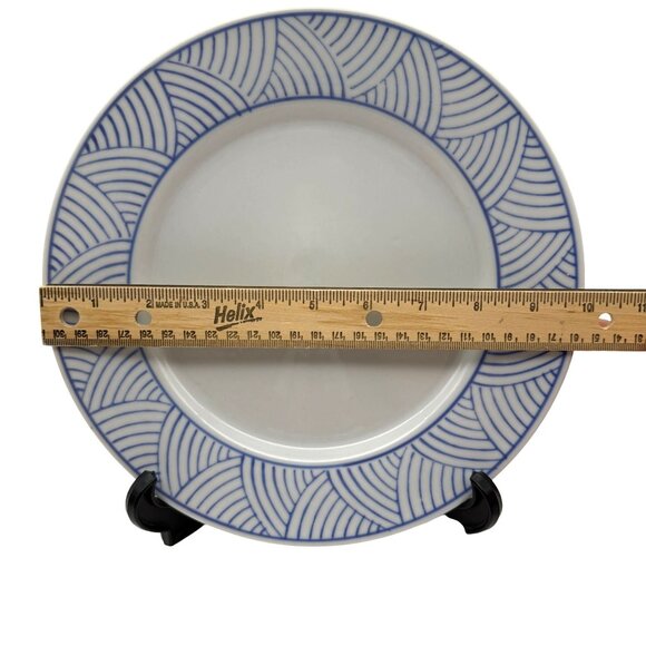 Vtg Himark Mandarin for Pier 1 Dinner Plates (2) Blue Wave Fan Pattern 9.75" - Picture 8 of 8